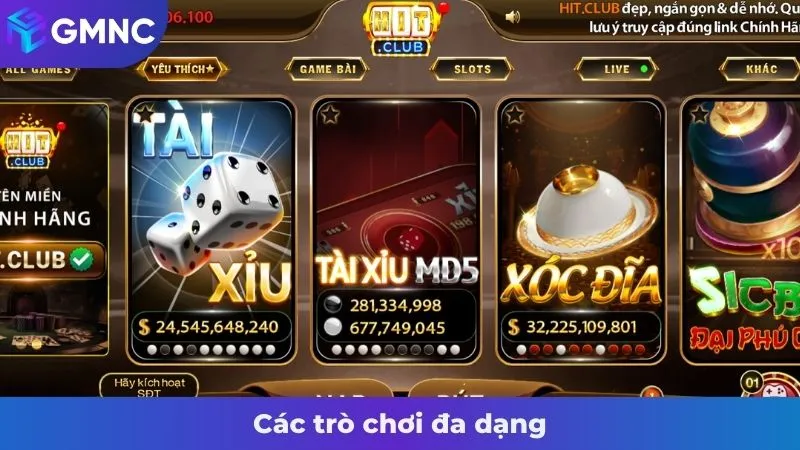 Các trò chơi đa dạng